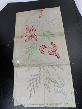 Set If 2 Vintage Embroidery WonderArt Dresser Table Scarf Runners “Poinsettias”